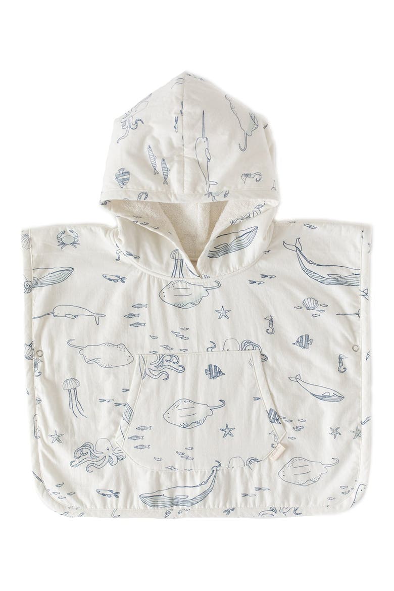 Organic Cotton Hooded Towel Poncho, Main, color, LIFE AQUATIC