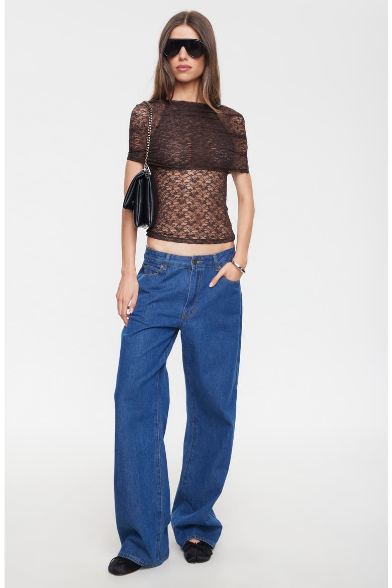 Bella Vita Lace Layered Top, Alternate, color, CHOCOLATE