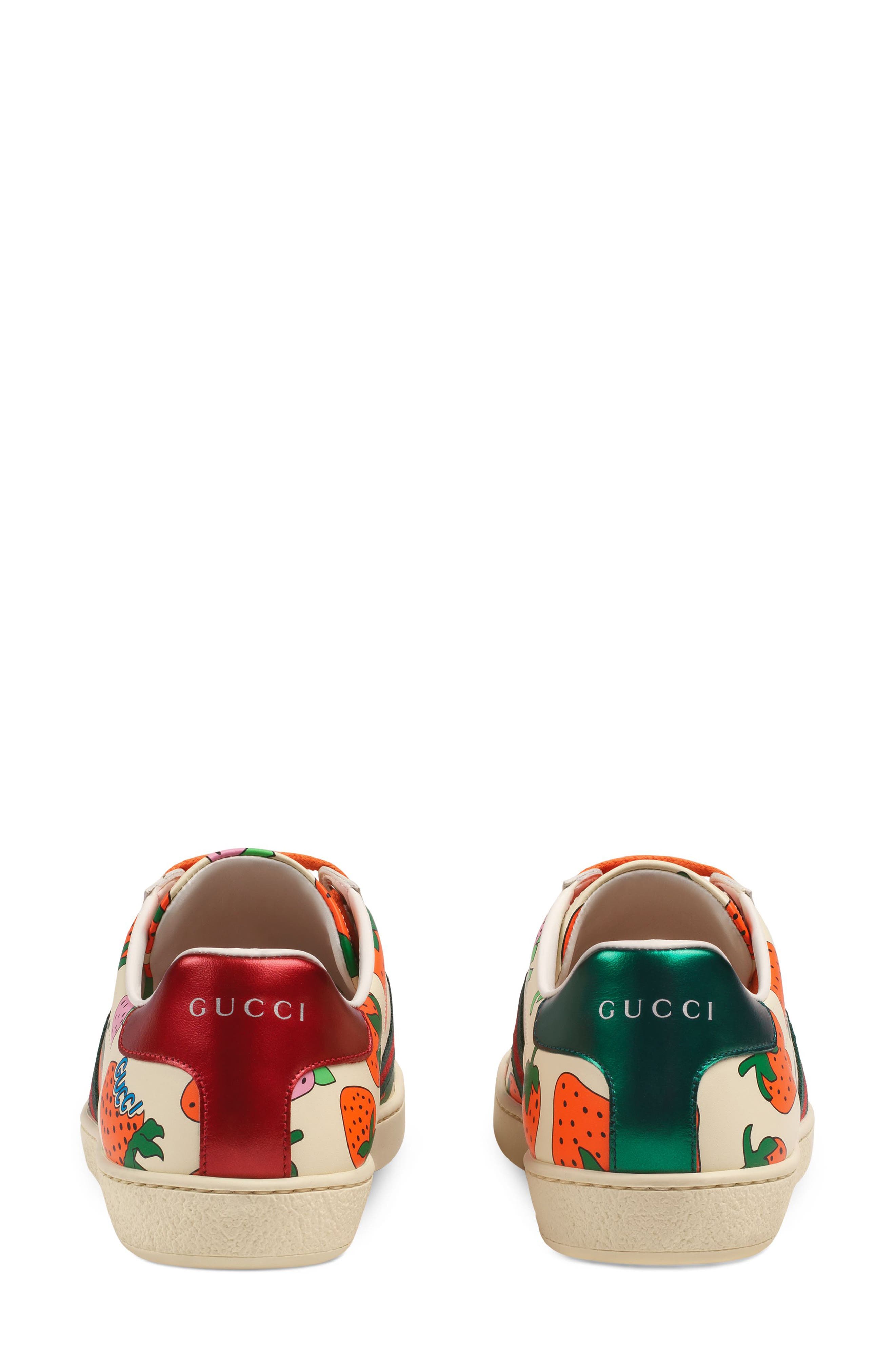 Gucci New Ace Strawberry Print Sneaker, Alternate, color, 