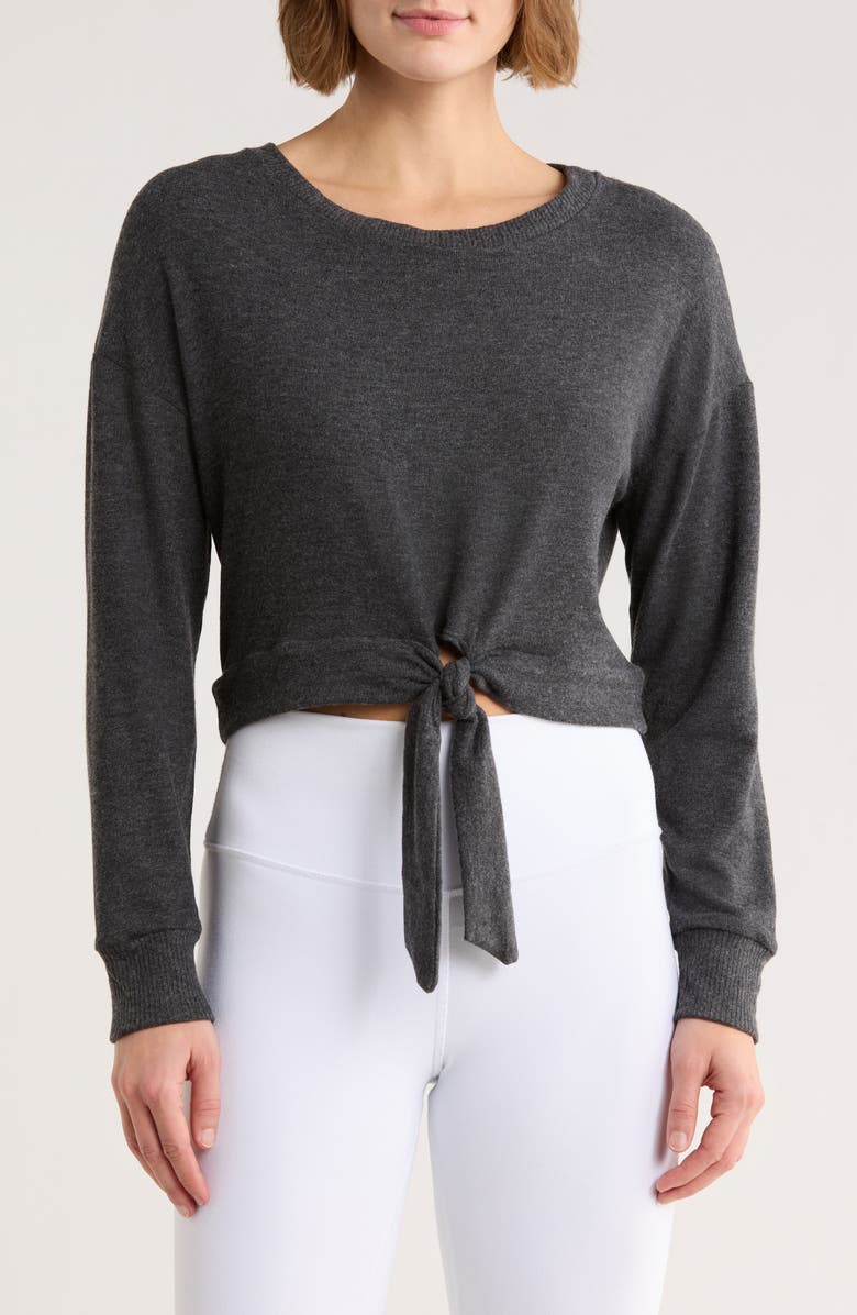 Beyond Yoga Why Knot Pullover, Main, color, Charcoal Gray