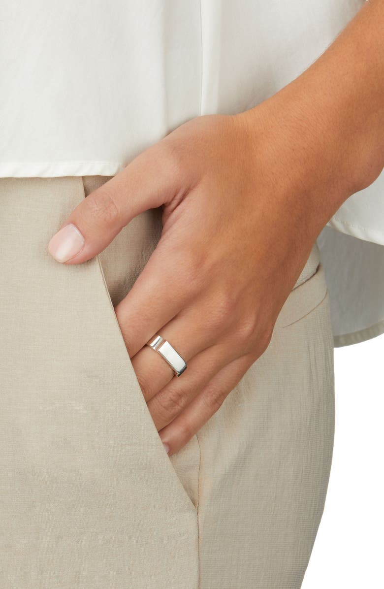 Monica Vinader Wide Signature Ring, Alternate, color, Silver