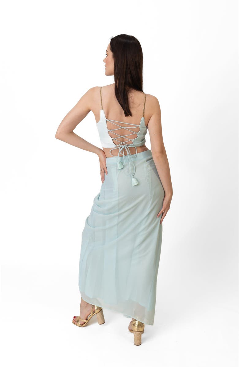 RAAS Kiya Shimmer Drape Skirt Set, Alternate, color, 