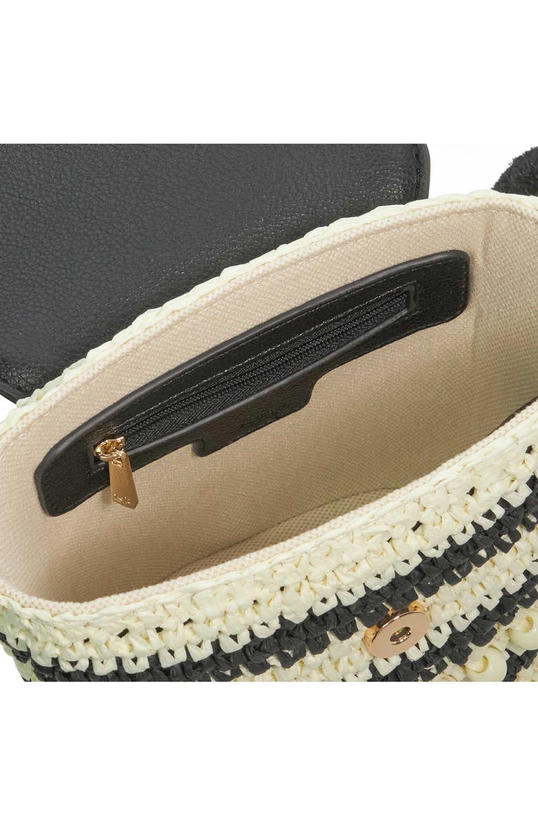 Dune London Dimple Raffia Handbag, Alternate, color, Black/ White