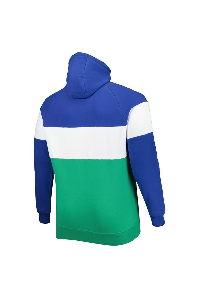Men's New Era Kelly Green Seattle Seahawks Big & Tall Throwback Colorblock Raglan Pullover Hoodie, Alternate, color, Kelly Green