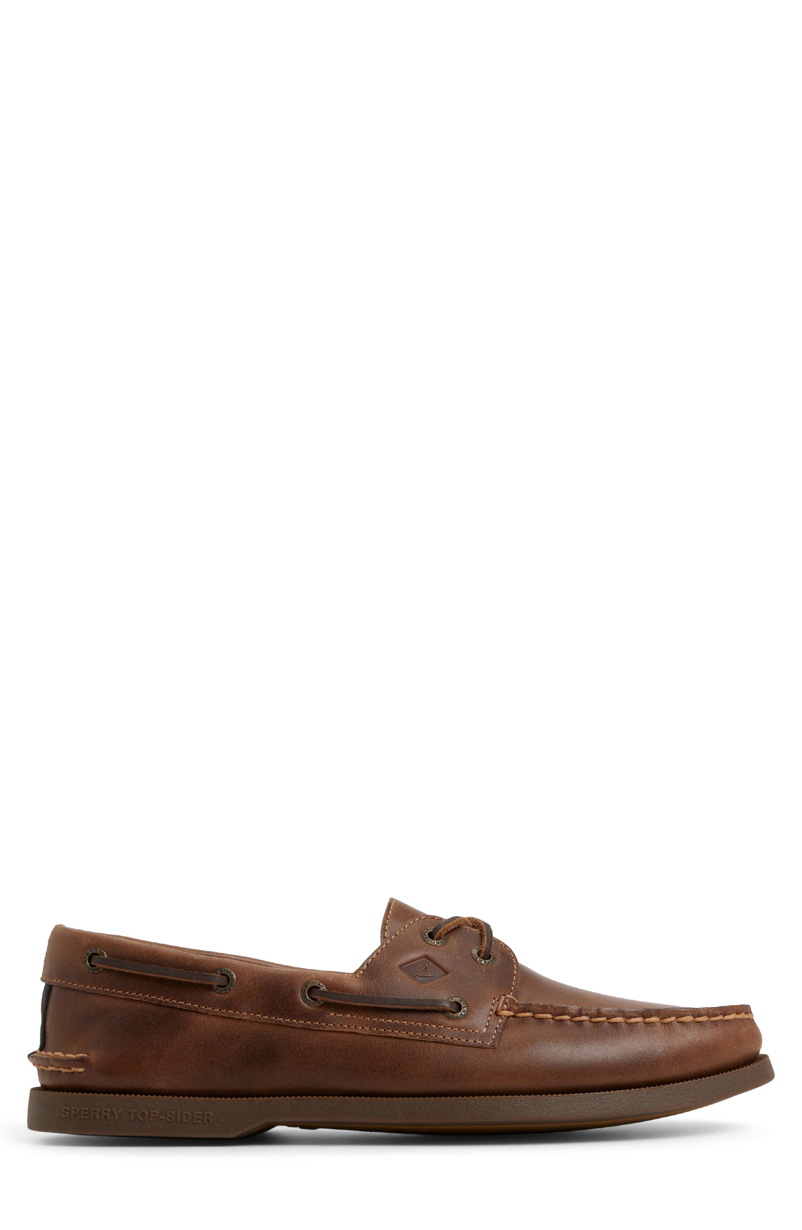 Sperry Authentic Original<sup>™</sup> 2-Eye Cross Lace Boat Shoe, Alternate, color, Medium Brown