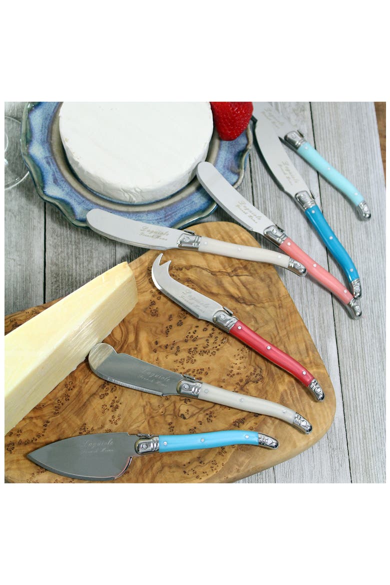 7-Piece Laguiole Cheese Knives Set, Alternate, color, CORAL AND TURQUOISE AND IVORY