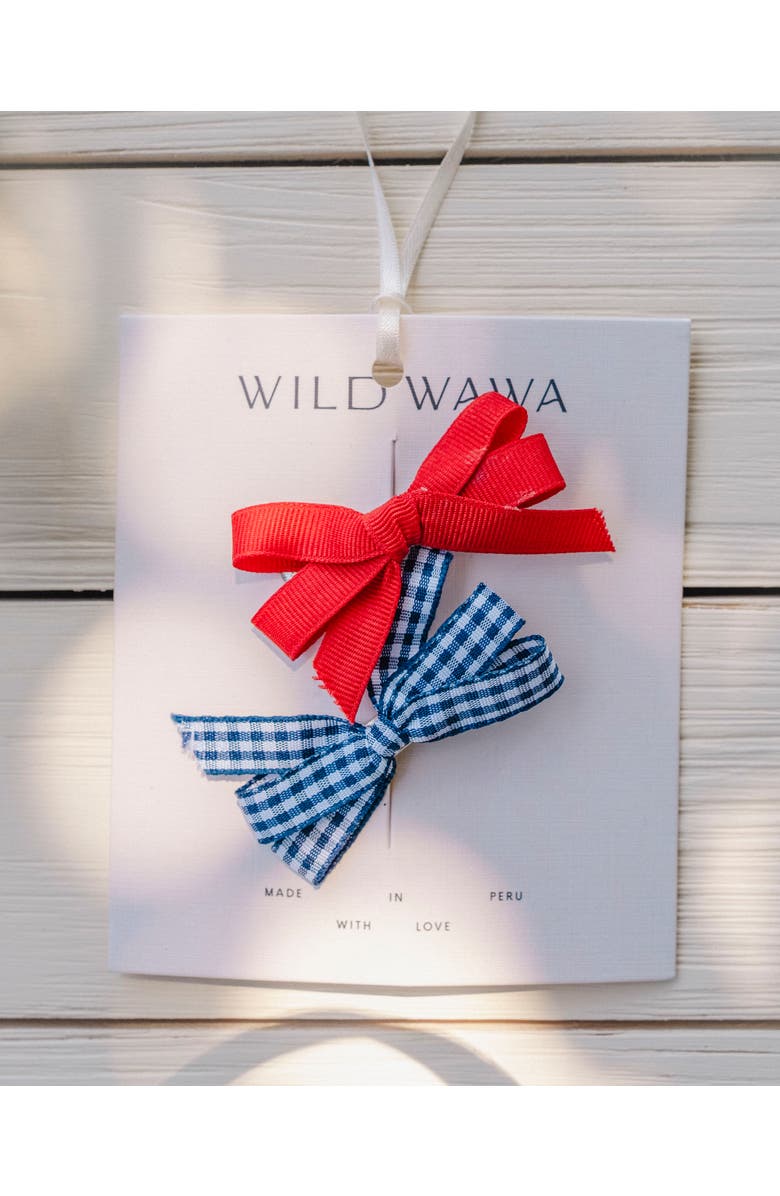 Wild Wawa Bow Clip Set, Alternate, color, Red/Blue