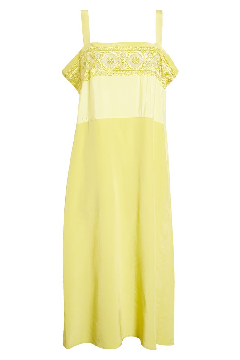 Lace Trim Midi Dress, Alternate, color, LEMON