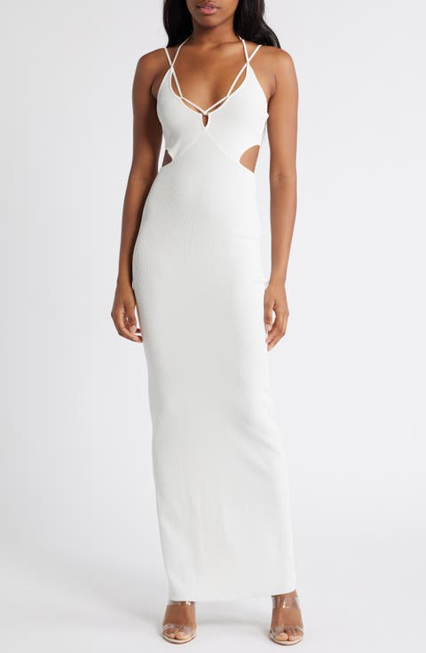【送料&関税込】Dsquared2 White Dress With Cut-out White Jersey Cut Out Midi Dress – self-portrait-US