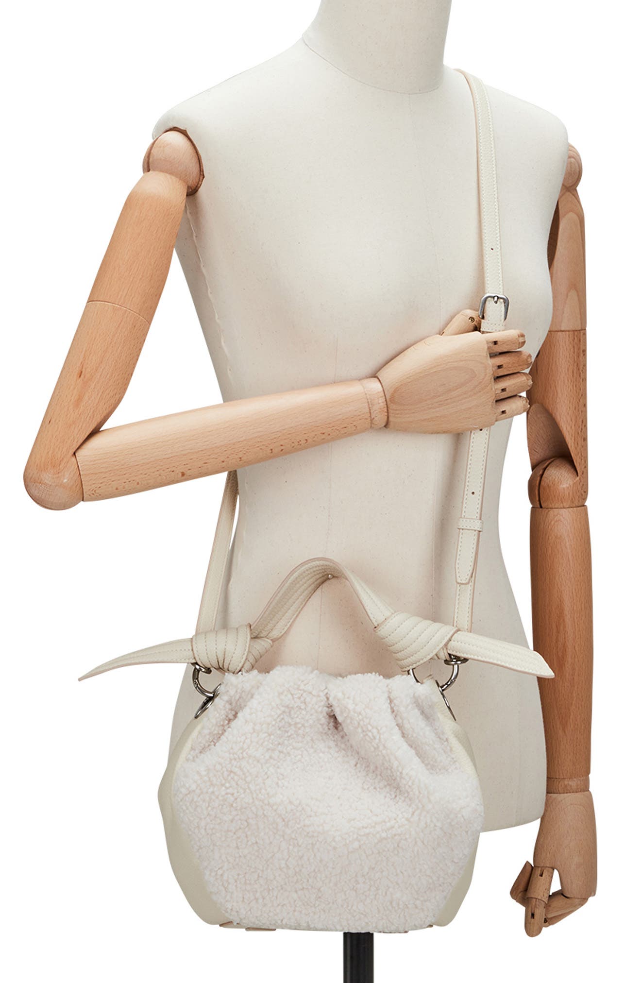 Selena Faux Shearling Bucket Bag, Alternate, color, VANILLA CREAM