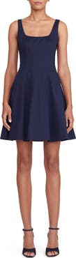 STAUD Wells Cotton Stretch Poplin Fit & Flare Dress