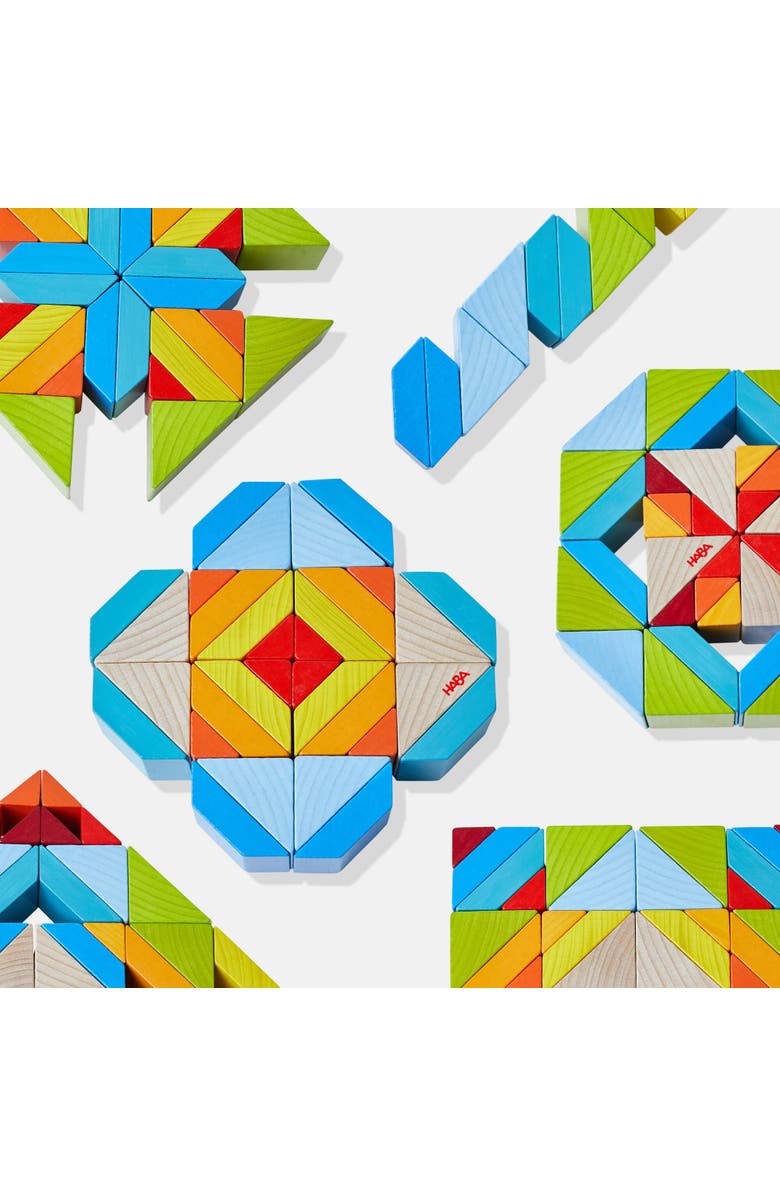 HABA Wooden Mosaic 3D Arranging Game - Colorful Building Blocks & Geometric Puzzle for Toddlers, Montessori Toys for 3+ Year Old, STEM Learning Toy, Alternate, color, Multi