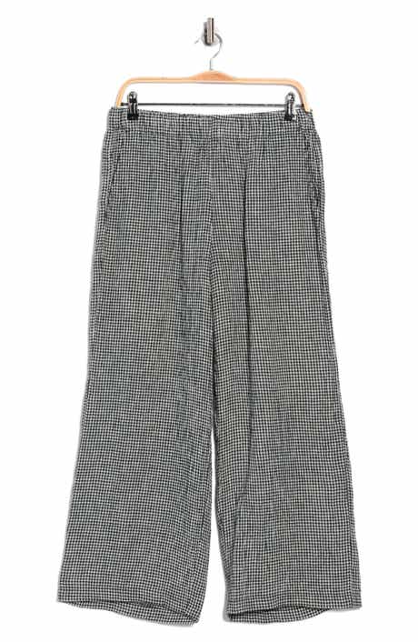 Eileen Fisher Gingham Wide Leg Organic Cotton Pants