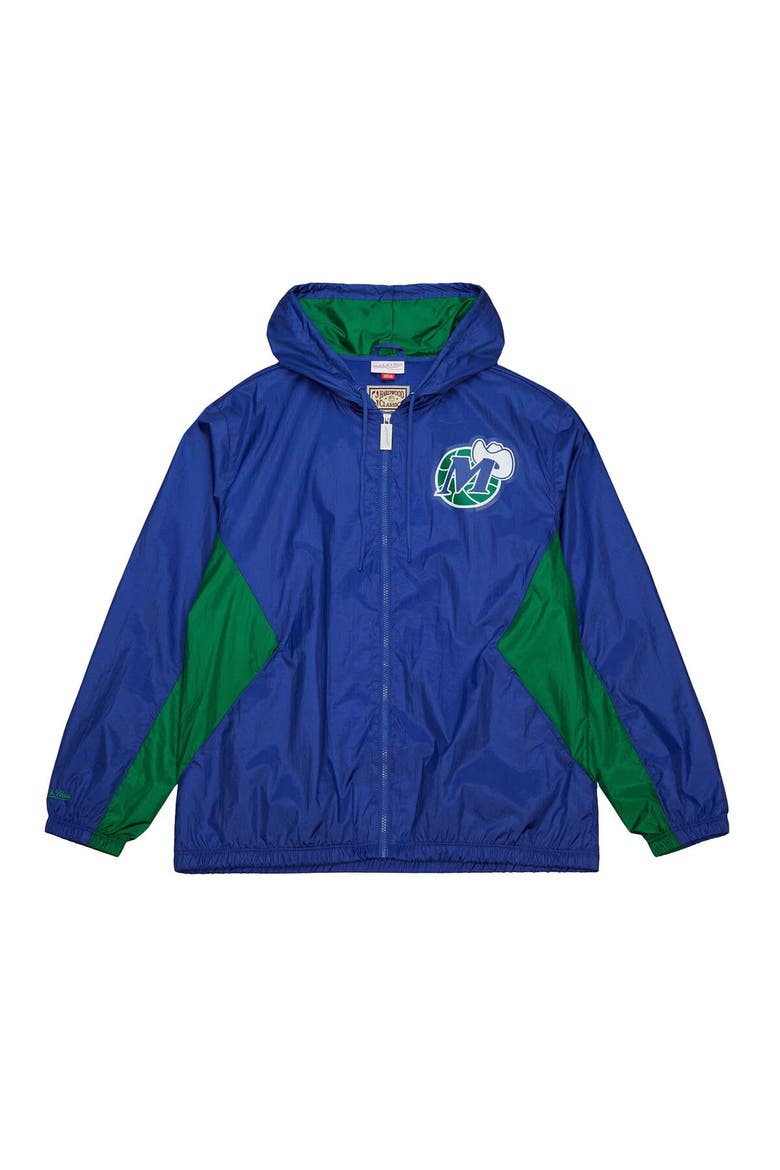 Men's Mitchell & Ness Blue Dallas Mavericks Playmaker Full-Zip Hooded Windbreaker Jacket, Alternate, color, Blue