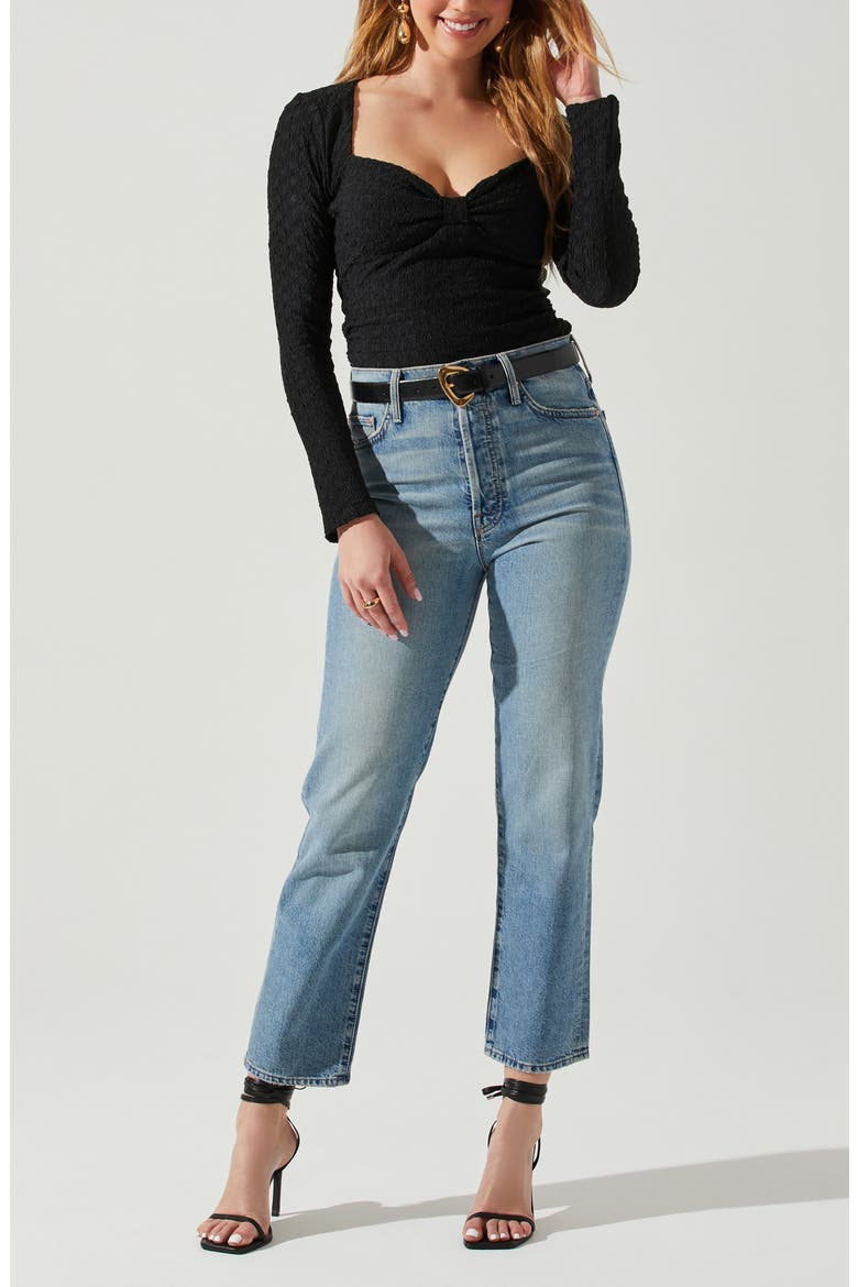 Ren Sweetheart Neck Textured Knit Top, Alternate, color, BLACK