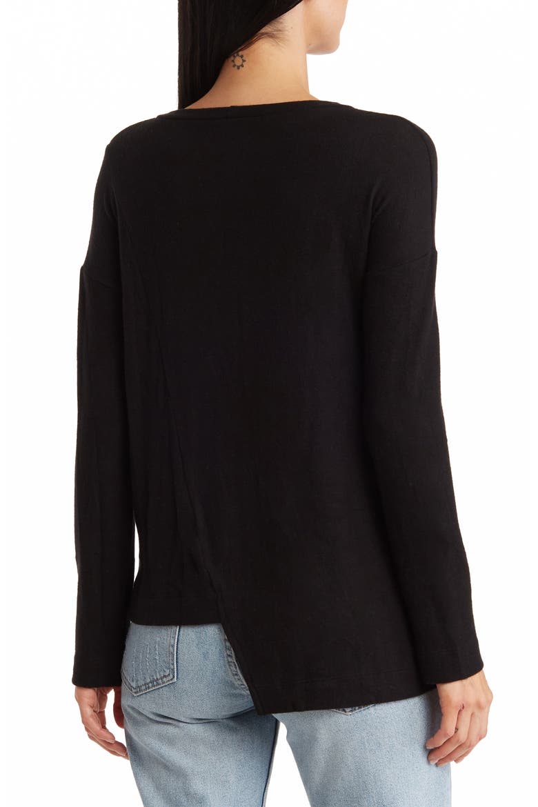 Long Sleeve Asymmetric Hem Top, Alternate, color, BLACK PRINT 1