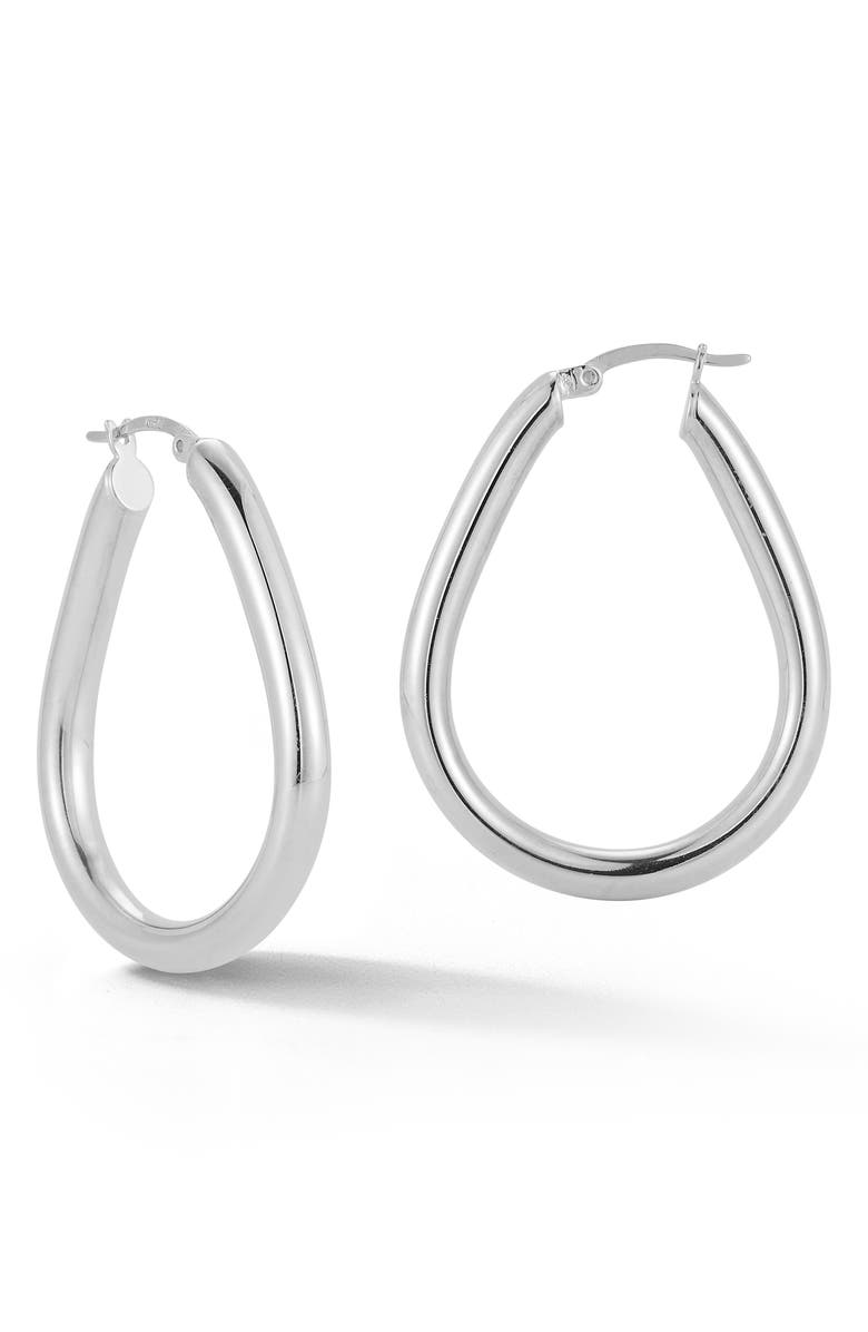 GLAZE JEWELRY Pear Hoop Earrings, Main, color, Silver