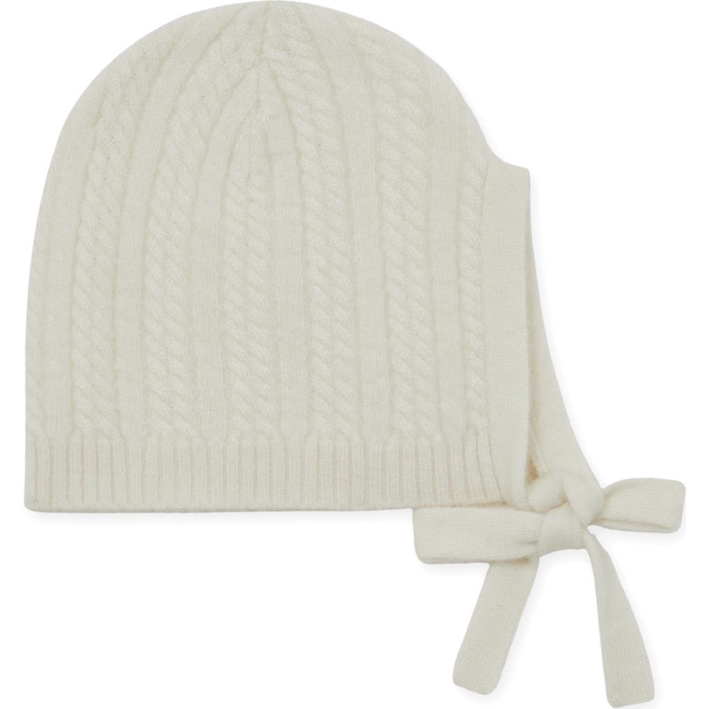 Reiss Storm Chunky Knit Cashmere Beanie With Back Bow In Neutral