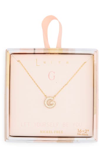 Leith Cubic Zirconia Initial Pendant Necklace In G- Clear- Gold