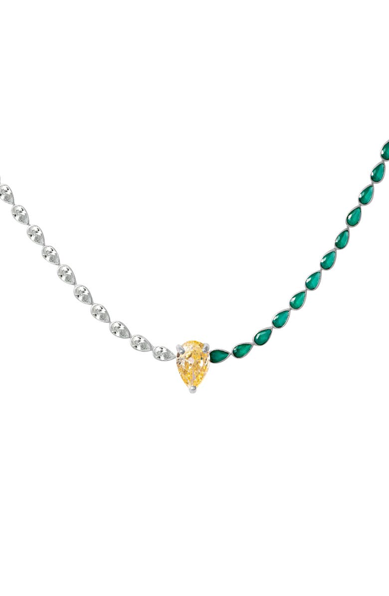 Gemma Azzurro pear two tone tennis choker, Main, color, Yellow/Green