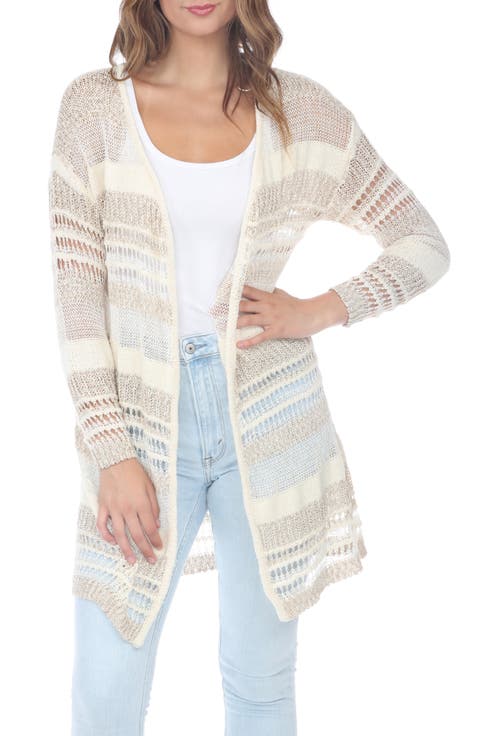 Striped Open Stitch Cardigan