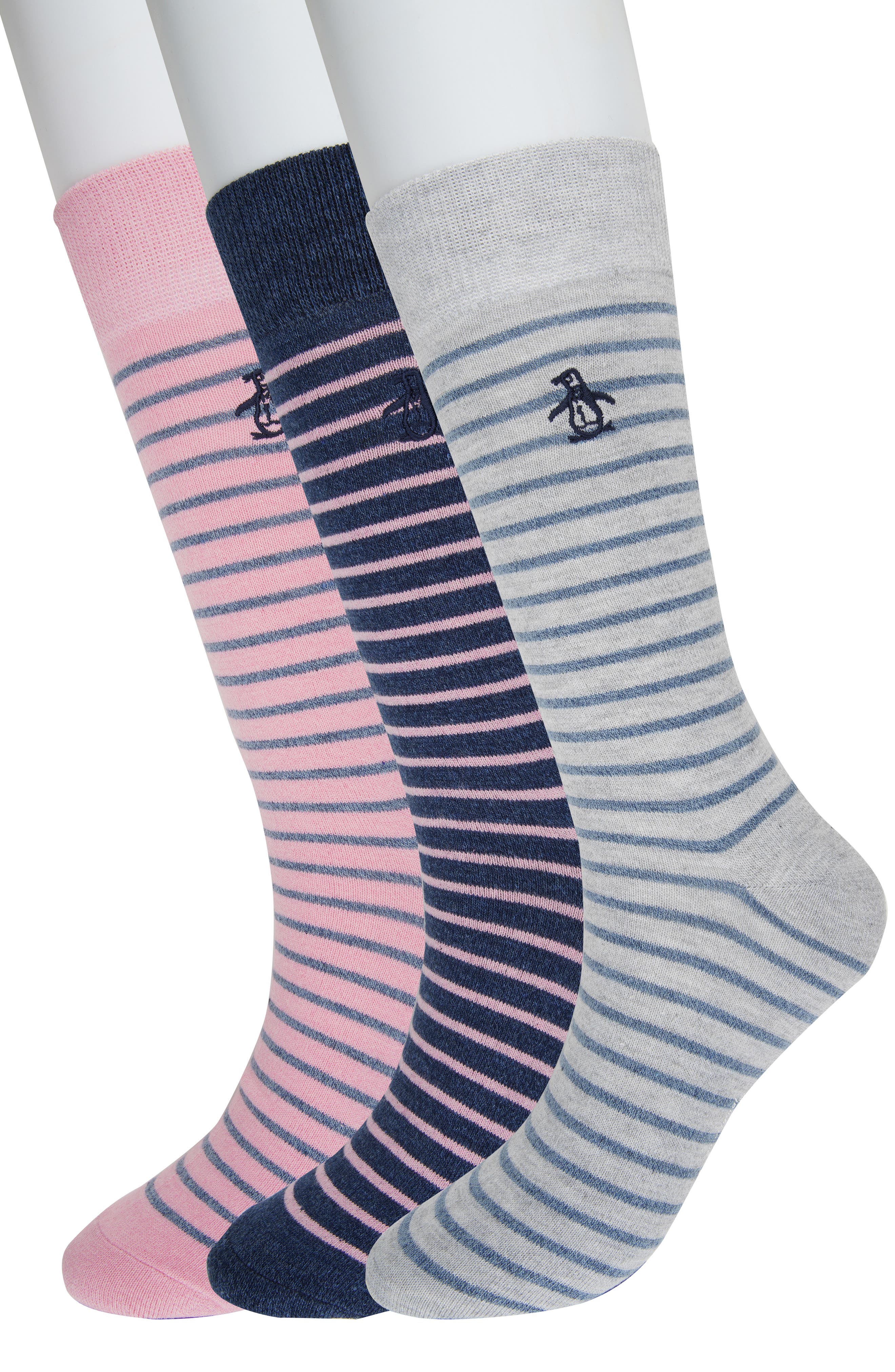 Original Penguin Cecil Stripe 3-Pack Crew Socks
