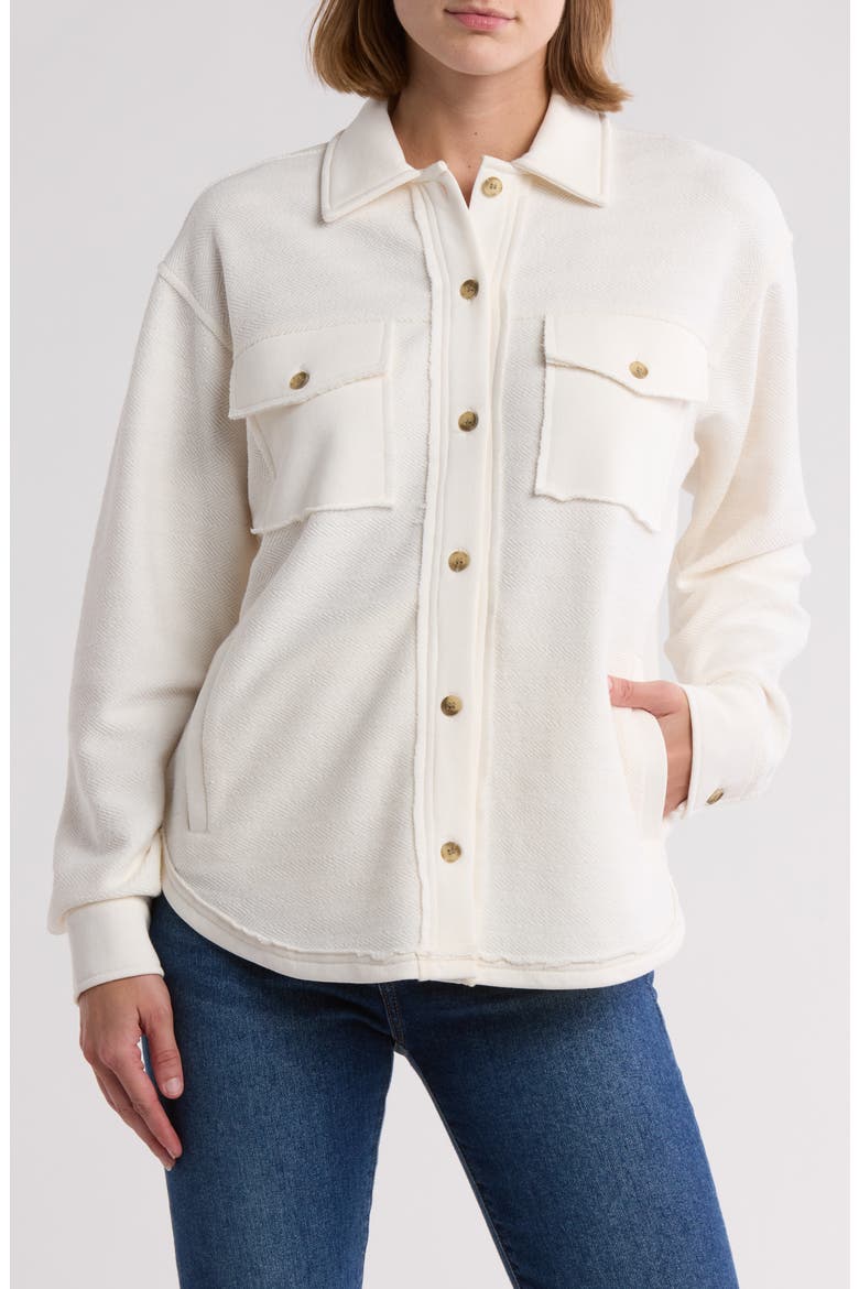 Chevron Knit Shacket, Main, color, WHITE ASSYLUM