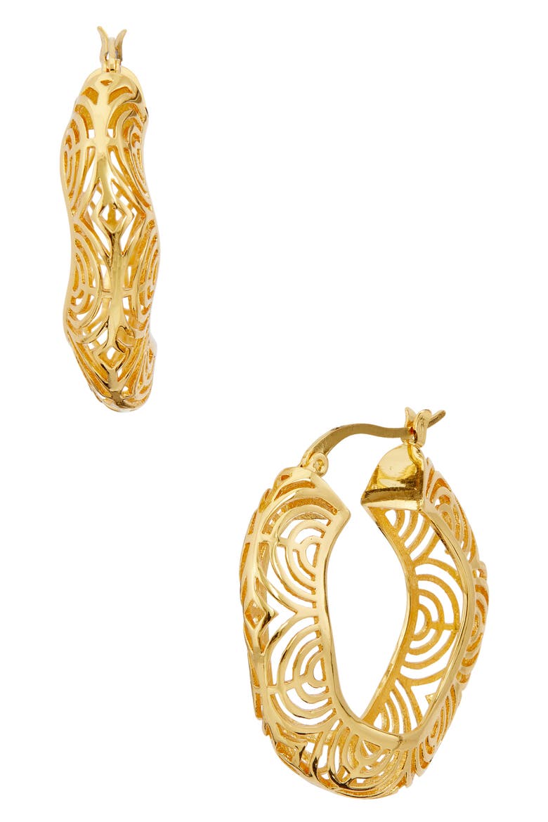 Hollow Hoop Earrings, Main, color, YELLOW