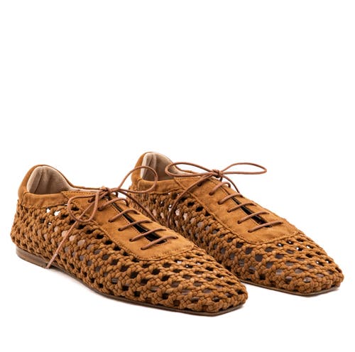 Andrea Gomez Antonia Camel Suede Oxford In Brown