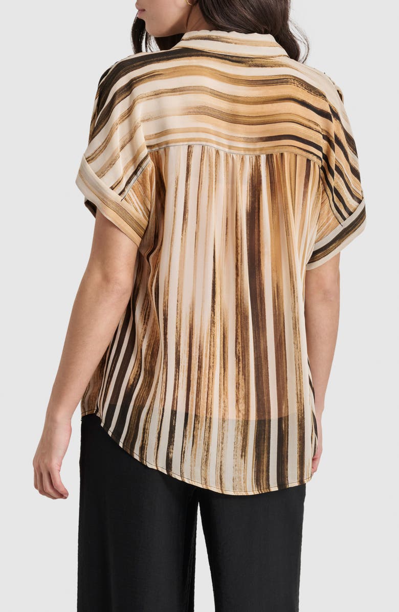 DKNY Print Chiffon Short Sleeve Button-Up Shirt, Alternate, color, 