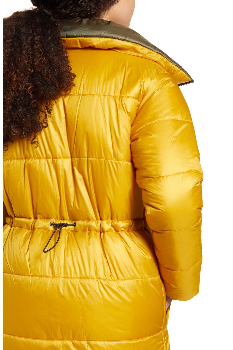Reversible Long Puffer Coat, Alternate, color, OLIVE ITALY