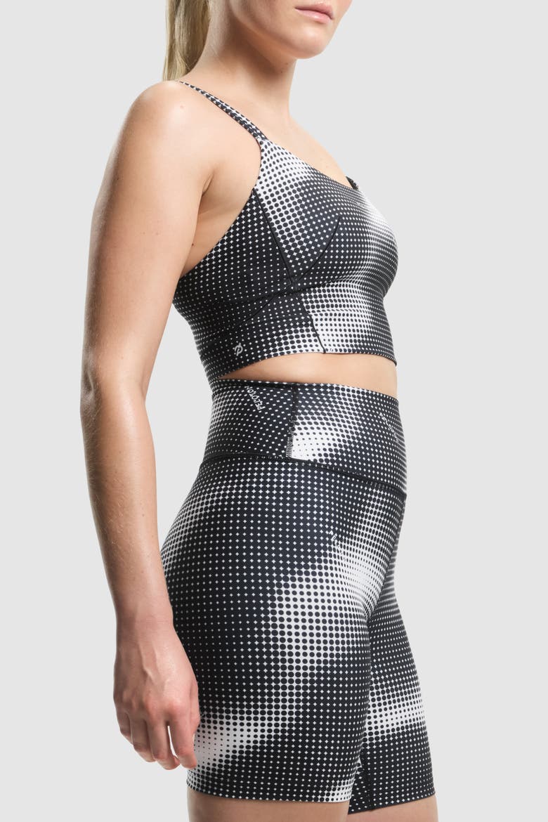 Cadent Strappy Open Back Bra, Alternate, color, Halftone Black Print