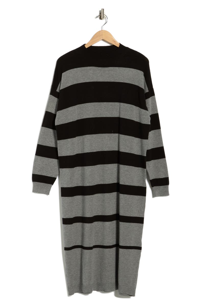 STITCHDROP Kips Bay Stripe Long Sleeve Sweater Dress, Alternate, color, Charcoal