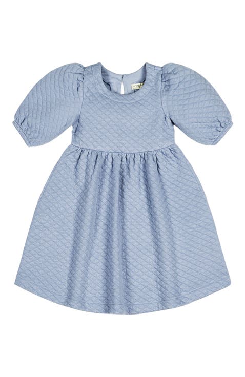 Girls' Quilted Puff Sleeve Dress, Kids