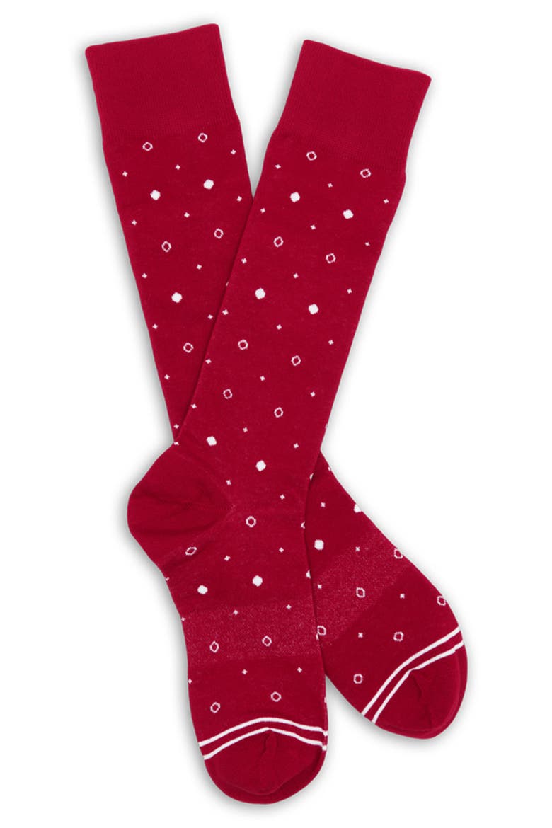 Mixed Dots Mid-Calf Premium Novelty Dress Socks, Alternate, color, CARDINAL