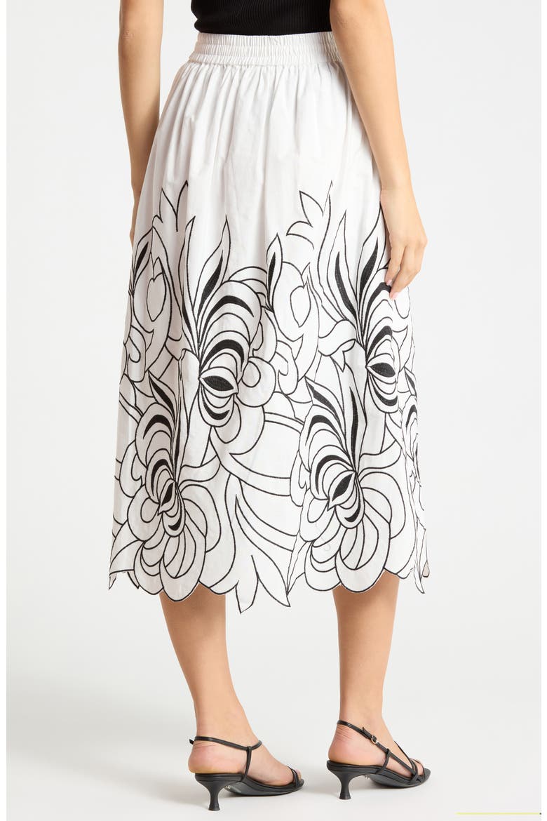 Embroidered Tassel Tie Front Skirt, Alternate, color, WHITE/ BLACK