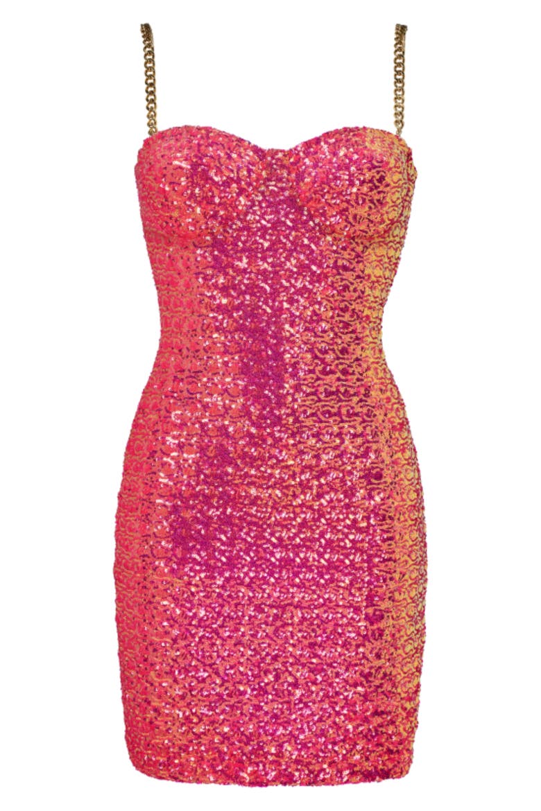 Lara Sequin Minidress, Alternate, color, BRIGHT PINK