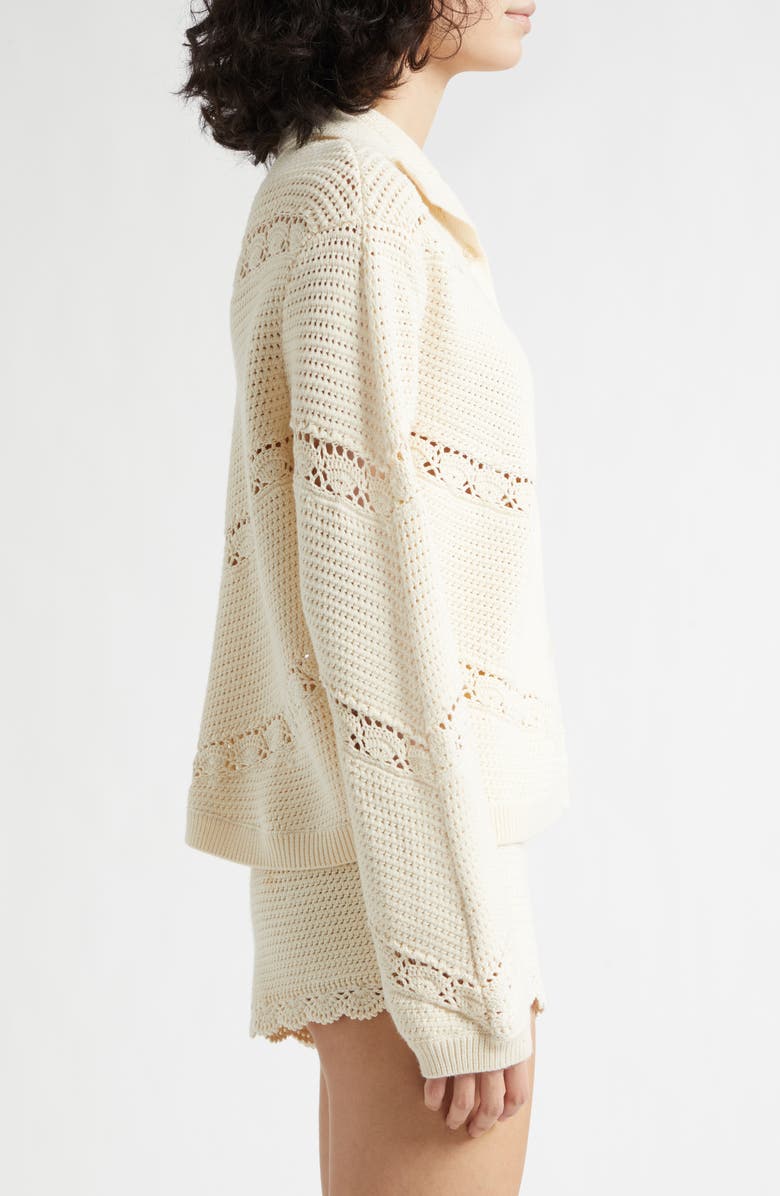 POSSE Dylan Crochet Cardigan, Alternate, color, Pearl