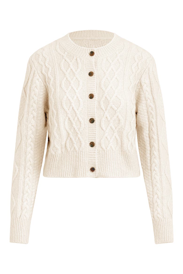Wool & Cashmere Blend Cable Cardigan, Alternate, color, WHITE FROTH