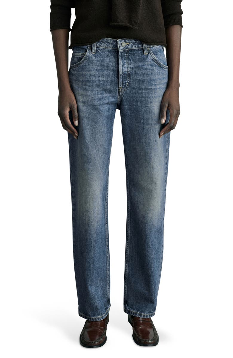 MANGO Mid Rise Straight Leg Jeans, Main, color,