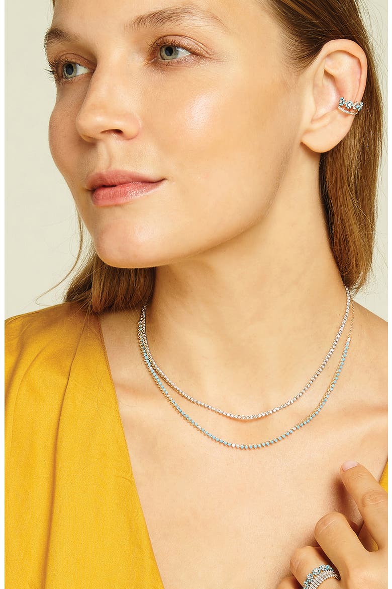 Half Riviera Diamond Necklace, Alternate, color, YELLOW GOLD