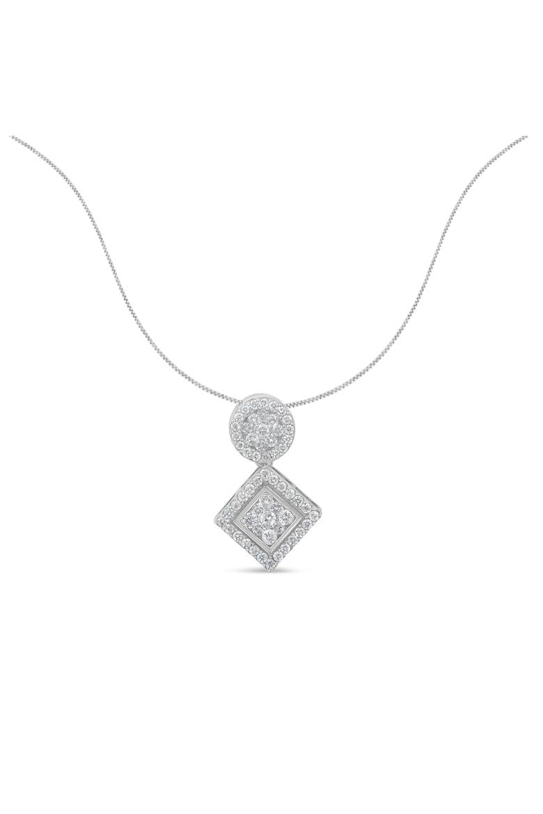 14K White Gold 1 cttw Diamond Pendant Necklace, Alternate, color, White