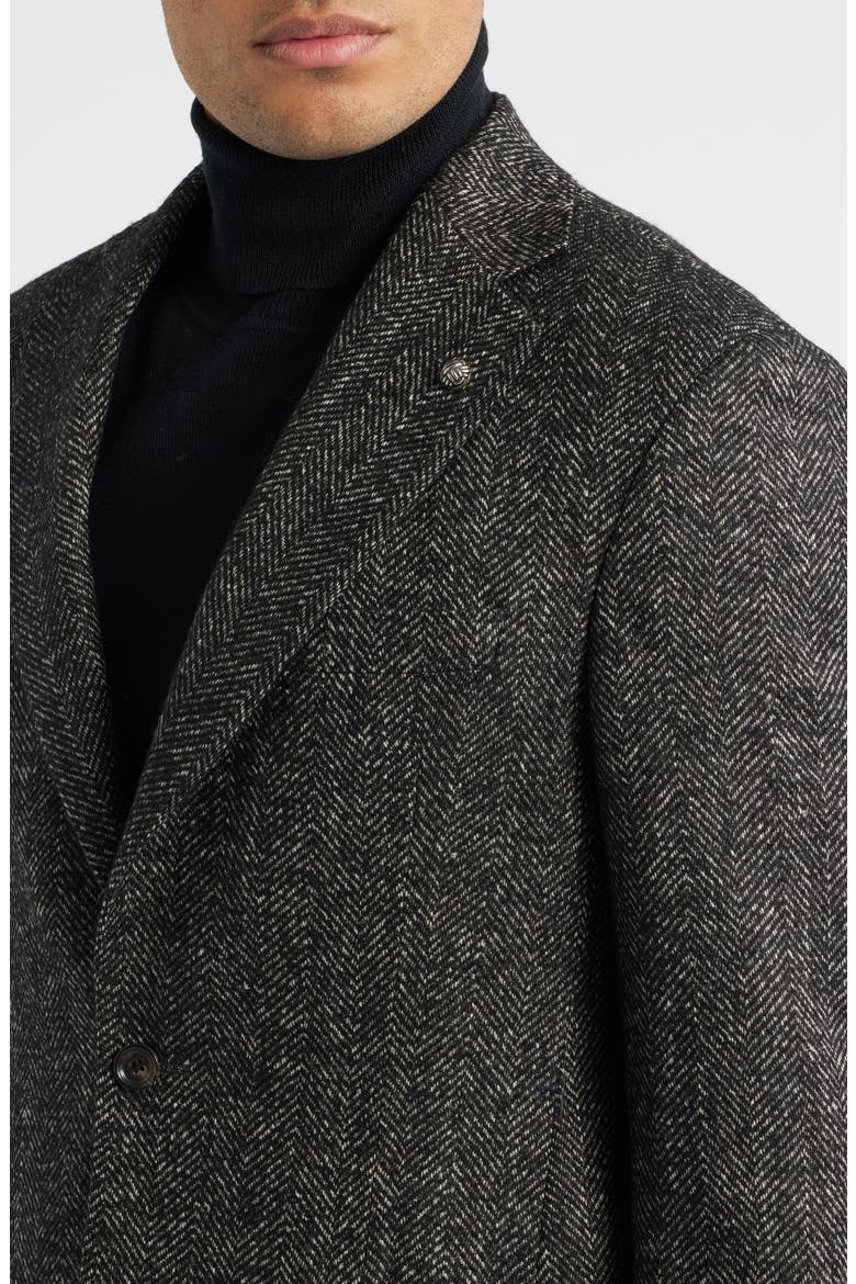 Myles Unconstructed Wool & Alpaca Blend Herringbone Sport Coat, Alternate, color, CHARCOAL