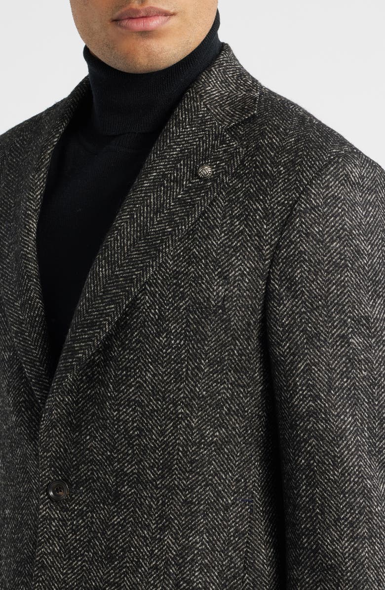 Jack Victor Myles Unconstructed Wool & Alpaca Blend Herringbone Sport Coat, Alternate, color, 