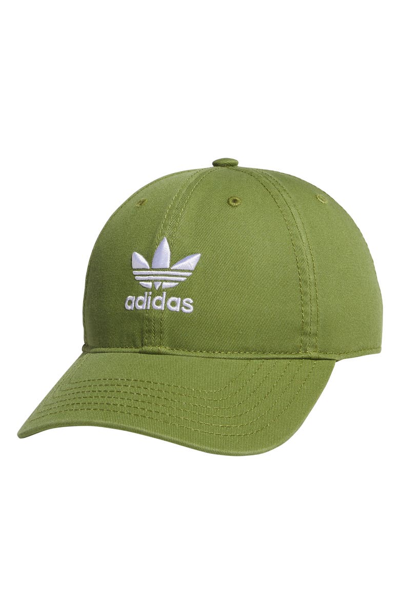 adidas Originals Relaxed Cotton Baseball Cap, Main, color, Tech Olive/ White