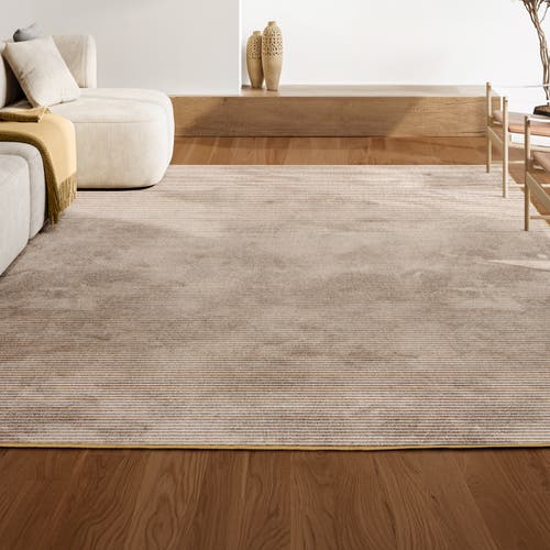 Jonathan Y Cole Modern Minimalist Pinstripe High-low Area Rug In White/gold
