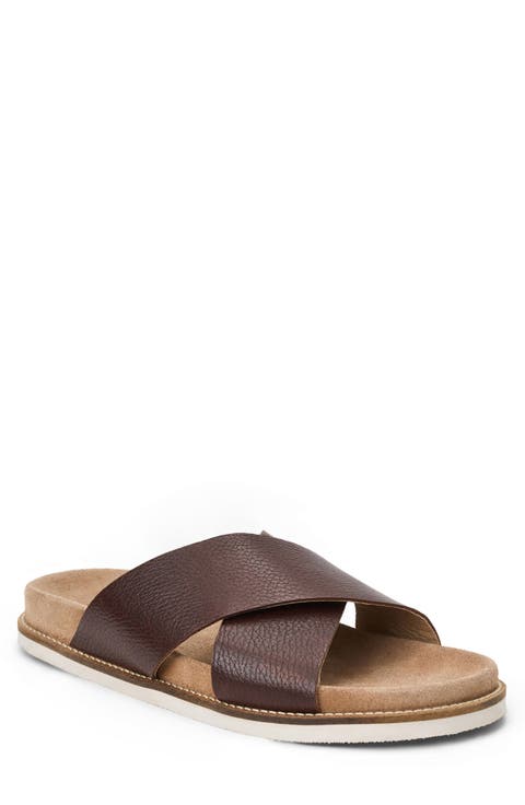 Edgar Crisscross Leather Slide Sandal (Men)