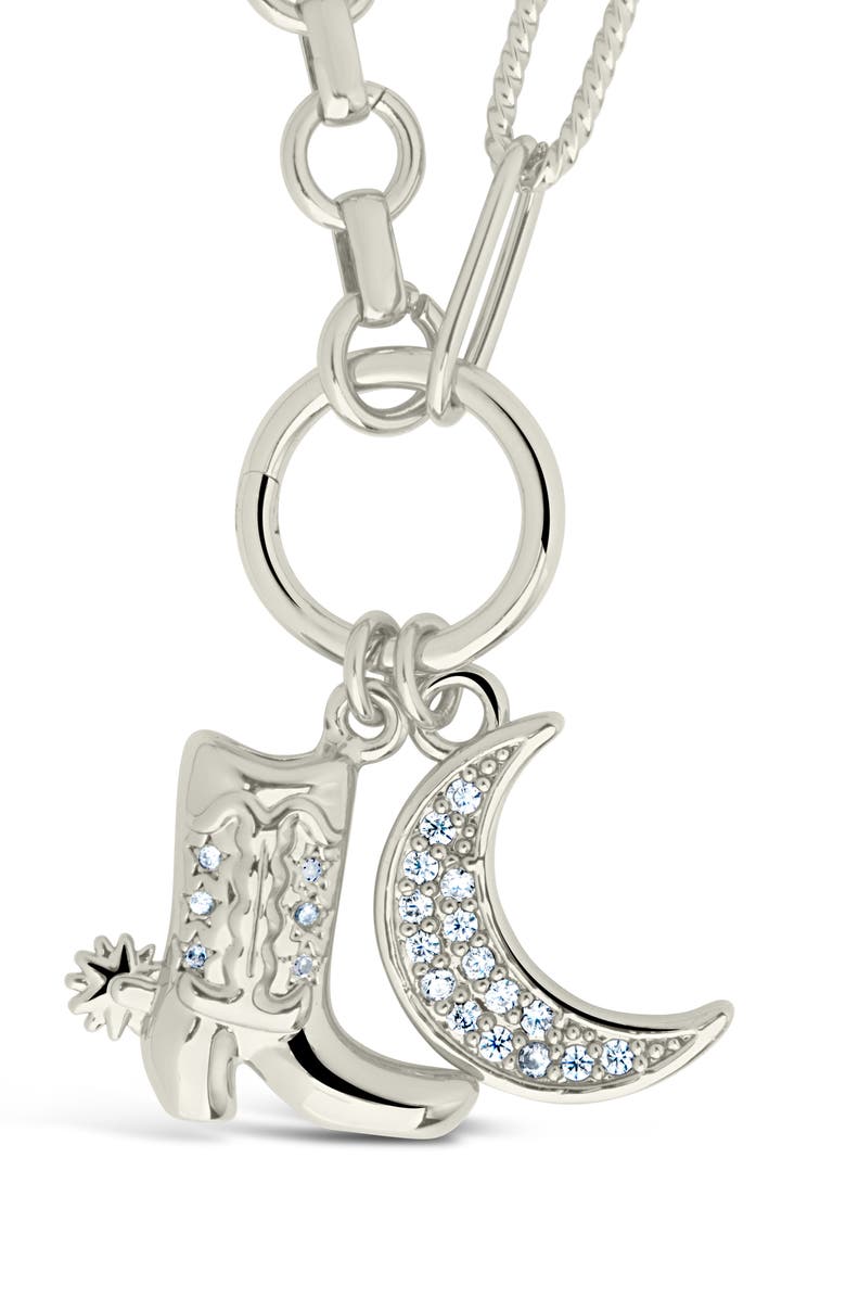 Sterling Forever Kelsea Cubic Zirconia Charm Pendant Necklace, Alternate, color, Silver