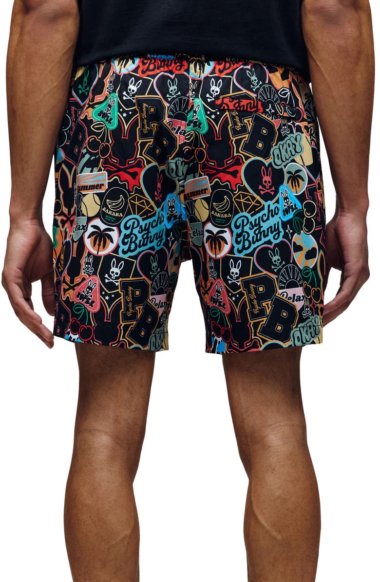 Psycho Bunny Marco Print Swim Trunks, Alternate, color,