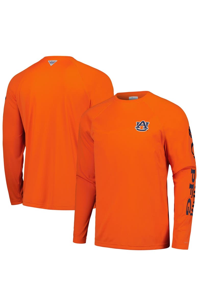 Columbia Men's Columbia Orange Auburn Tigers Terminal Tackle Omni-Shade Raglan Long Sleeve T-Shirt, Alternate, color, 